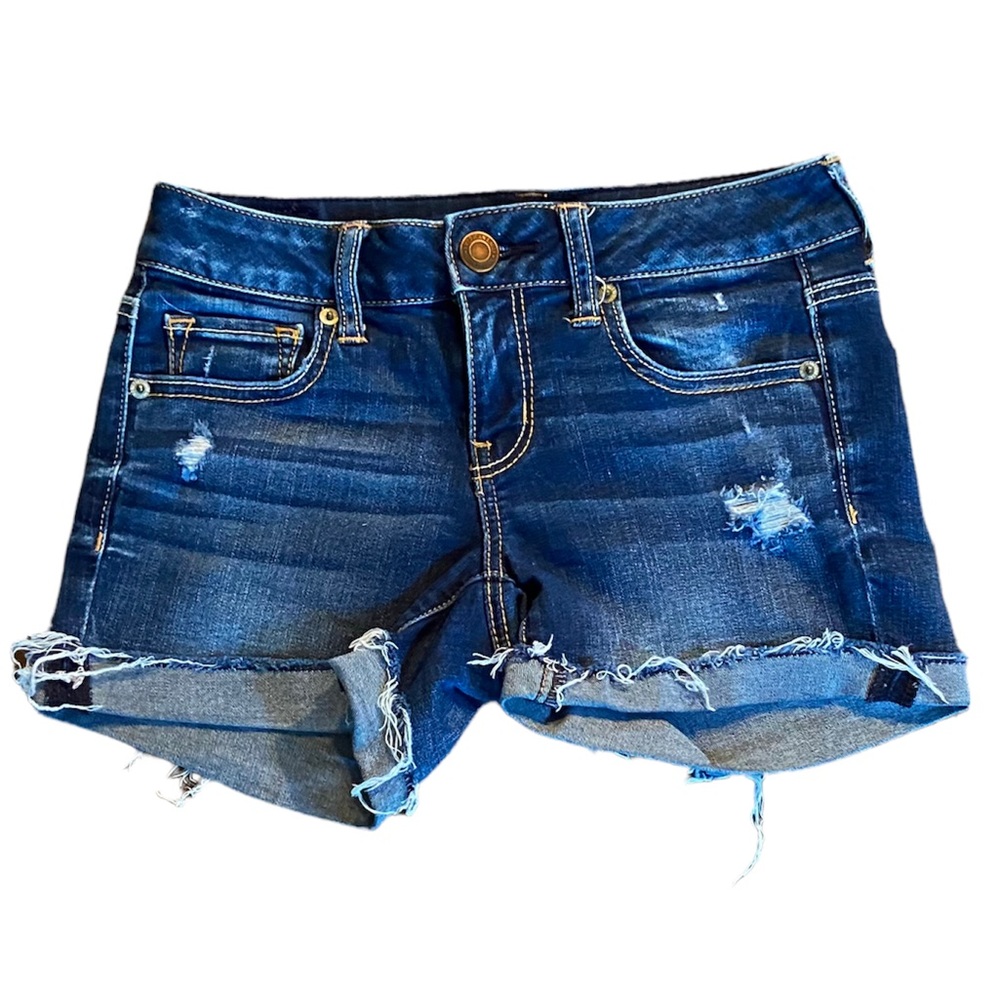 American eagle outfitters super stretch distressed jean shorts size 4